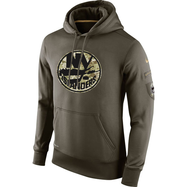 Men NHL NEW York Islanders Nike Olive Salute To Service KO Performance Hoodie Green->new york islanders->NHL Jersey